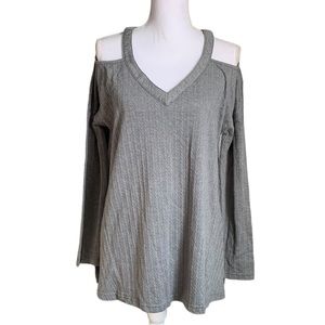Very J Gray Cold Shoulder Top Size Medium